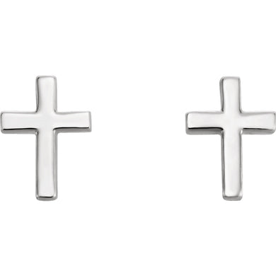 Platinum Cross Earrings, Earrings,  - [Wachler]