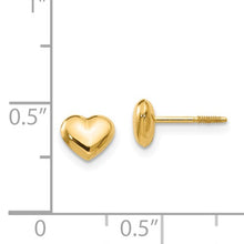 Load image into Gallery viewer, 14k Gold Puffy Heart Children's Earrings