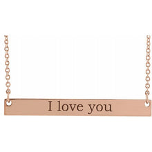 Load image into Gallery viewer, 14k Gold Engravable Bar Necklace w/ 18" Chain