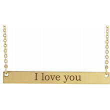 Load image into Gallery viewer, 14k Gold Engravable Bar Necklace w/ 18" Chain