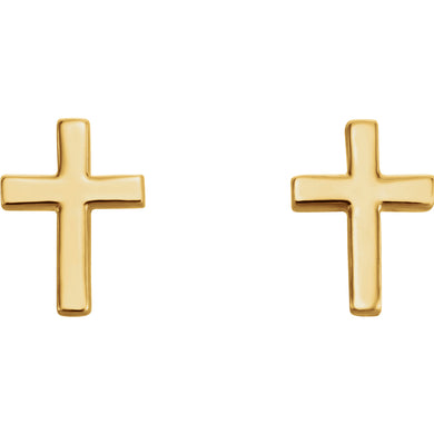 14K Gold Cross Earrings, Earrings,  - [Wachler]