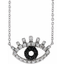 Load image into Gallery viewer, 14K Rose 1/8 CTW Black and White Diamond Evil Eye 18" Necklace