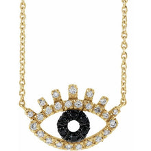 Load image into Gallery viewer, 14K Rose 1/8 CTW Black and White Diamond Evil Eye 18" Necklace