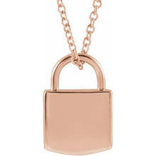 Load image into Gallery viewer, 14K Gold Engraveable Lock 16-18" Necklace