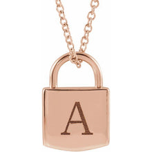 Load image into Gallery viewer, 14K Gold Engraveable Lock 16-18" Necklace