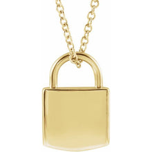Load image into Gallery viewer, 14K Gold Engraveable Lock 16-18" Necklace