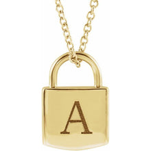 Load image into Gallery viewer, 14K Gold Engraveable Lock 16-18" Necklace