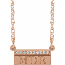 Load image into Gallery viewer, 14K .05 CTW Diamond Monogram Bar Necklace