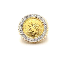 Load image into Gallery viewer, 1945 Dos Pesos Gold Coin Ring With Diamonds