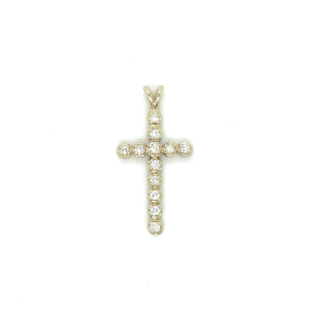 14k Gold Cross with Diamonds Pendant