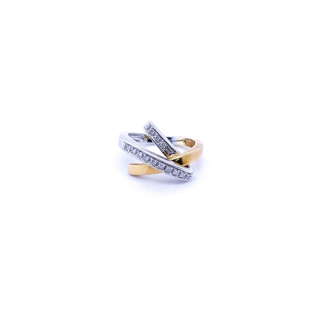 Vintage Abstract Design 18kt Two-Tone Ring with Diamonds