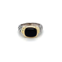 Load image into Gallery viewer, David Yurman Onyx 14k Yellow Gold &amp; Sterling Silver Ring