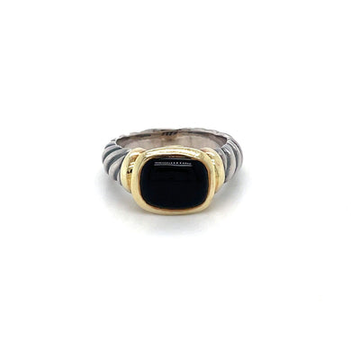 David Yurman Onyx 14k Yellow Gold & Sterling Silver Ring