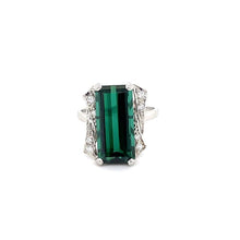 Load image into Gallery viewer, 14k White Gold Ring With Diamonds &amp; Green Tourmalines