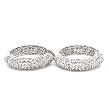 Load image into Gallery viewer, 14K White Gold Diamond Earrings With Pave Diamonds, 2.90 TW