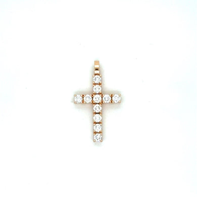 14k Rose Gold Diamond Cross Pendant