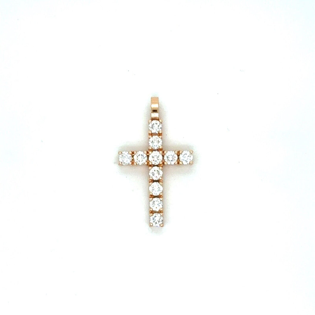 14k Rose Gold Diamond Cross Pendant