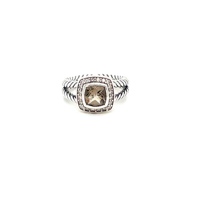 DAVID YURMAN Sterling Silver Smoky Quartz Diamond Halo