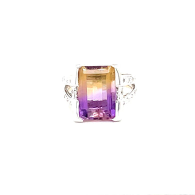 14K White Gold Diamond Ring With Ametrine