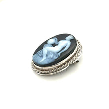 Load image into Gallery viewer, 14k White Gold Onyx Cameo Pin