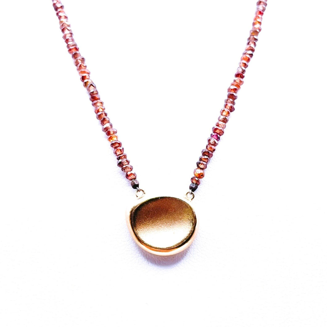 14kt Gold Pendant with Tourmaline Bead Necklace