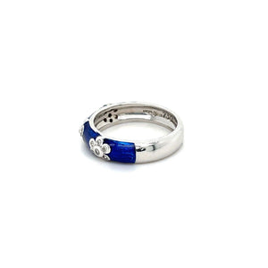 Hidalgo Enamel Ring in 18k White Gold with Diamonds