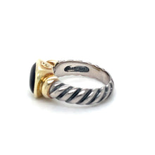 Load image into Gallery viewer, David Yurman Onyx 14k Yellow Gold &amp; Sterling Silver Ring