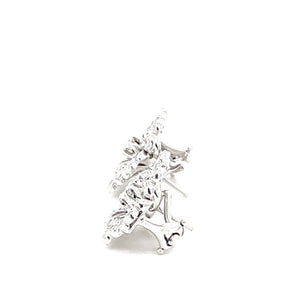 14K White Gold Diamond Flower Earring