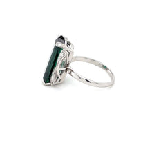 Load image into Gallery viewer, 14k White Gold Ring With Diamonds &amp; Green Tourmalines