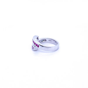 Pink Sapphire Bypass Ring in 14kt White Gold