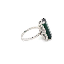 Load image into Gallery viewer, 14k White Gold Ring With Diamonds &amp; Green Tourmalines