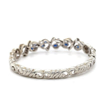 Load image into Gallery viewer, Vintage-Inspired 12 Blue Sapphire Gemstone Bangle Bracelet in 14K White Gold