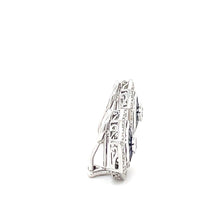 Load image into Gallery viewer, 18K White Gold Diamond Earring With A Blue Sapphire