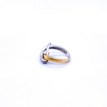 Load image into Gallery viewer, Vintage Abstract Design 18kt Two-Tone Ring with Diamonds