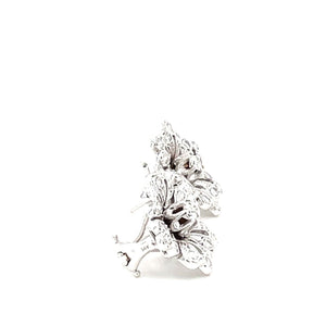 14K White Gold Diamond Flower Earring