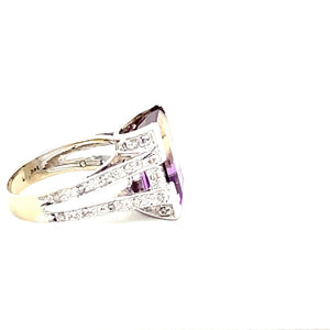 14K White Gold Diamond Ring With Ametrine