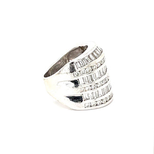 14K White Gold Ring With Round Diamonds & Baguettes, 3.61TW