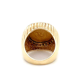 1945 Dos Pesos Gold Coin Ring With Diamonds