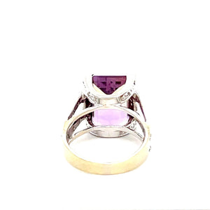 14K White Gold Diamond Ring With Ametrine