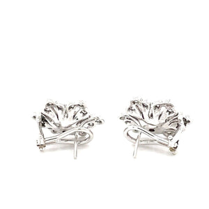 14K White Gold Diamond Flower Earring