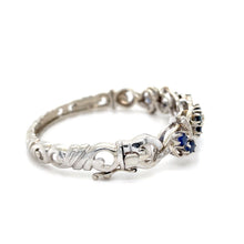 Load image into Gallery viewer, Vintage-Inspired 12 Blue Sapphire Gemstone Bangle Bracelet in 14K White Gold