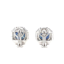 Load image into Gallery viewer, 18K White Gold Diamond Earring With A Blue Sapphire