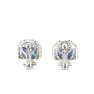 18K White Gold Diamond Earring With A Blue Sapphire