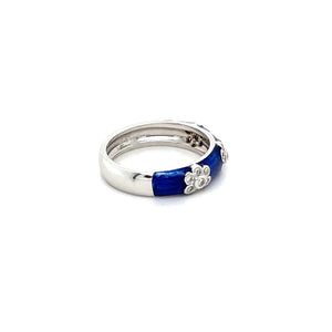 Hidalgo Enamel Ring in 18k White Gold with Diamonds