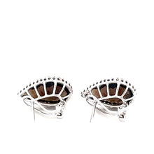 Load image into Gallery viewer, 14K White Gold Smokey Quartz Earrings With 64 Diamonds, 0.50TW