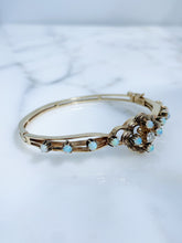 Load image into Gallery viewer, Vintage Opal Bangle, 12 Opals, 1 Diamond, 14k Yellow Gold