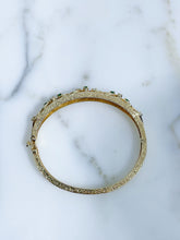 Load image into Gallery viewer, Vintage Diamond + Emerald Bracelet, 14k Yellow Gold