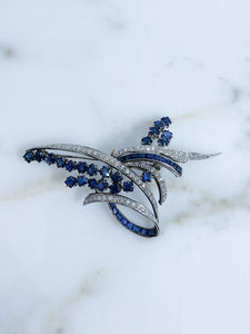 Vintage Sapphire & Diamond Pin, 14.8 Grams