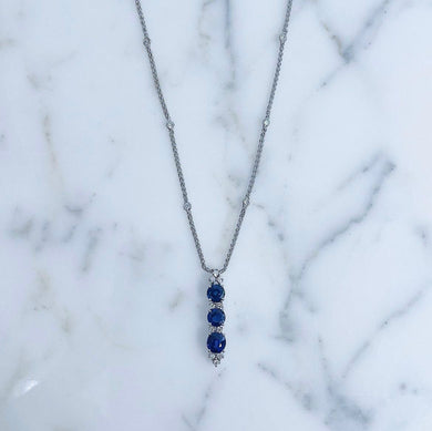 Antique Oval Sapphire Diamond Necklace