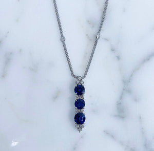 Antique Oval Sapphire Diamond Necklace